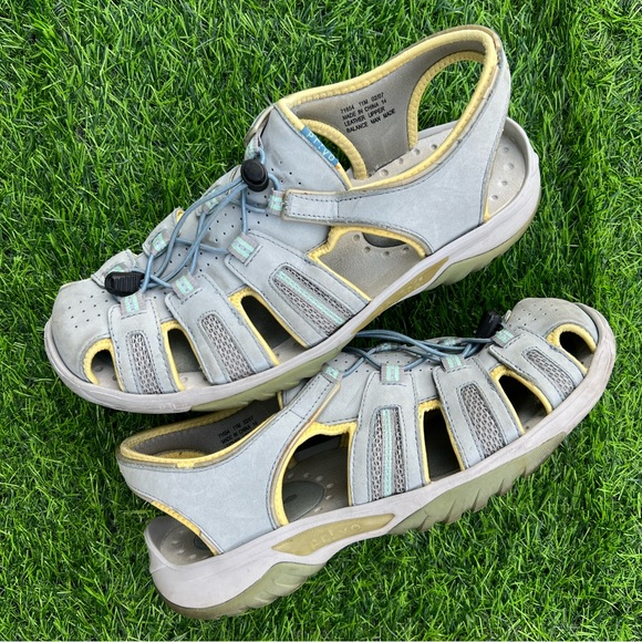 Privo Sandals Hiking Shoes Leather Upper 11 US Men’s Gray Yellow Outdoor - Picture 1 of 11